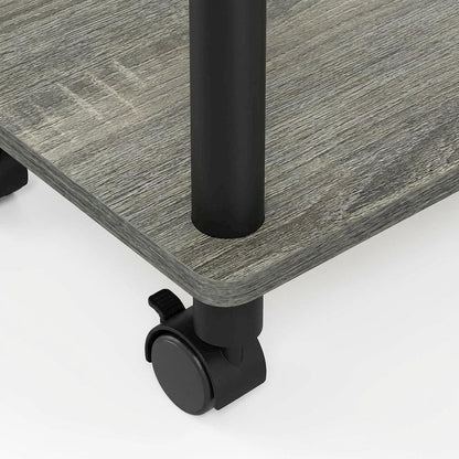 French Oak Grey, U-Shape Sofa Side Table, Rolling Casters