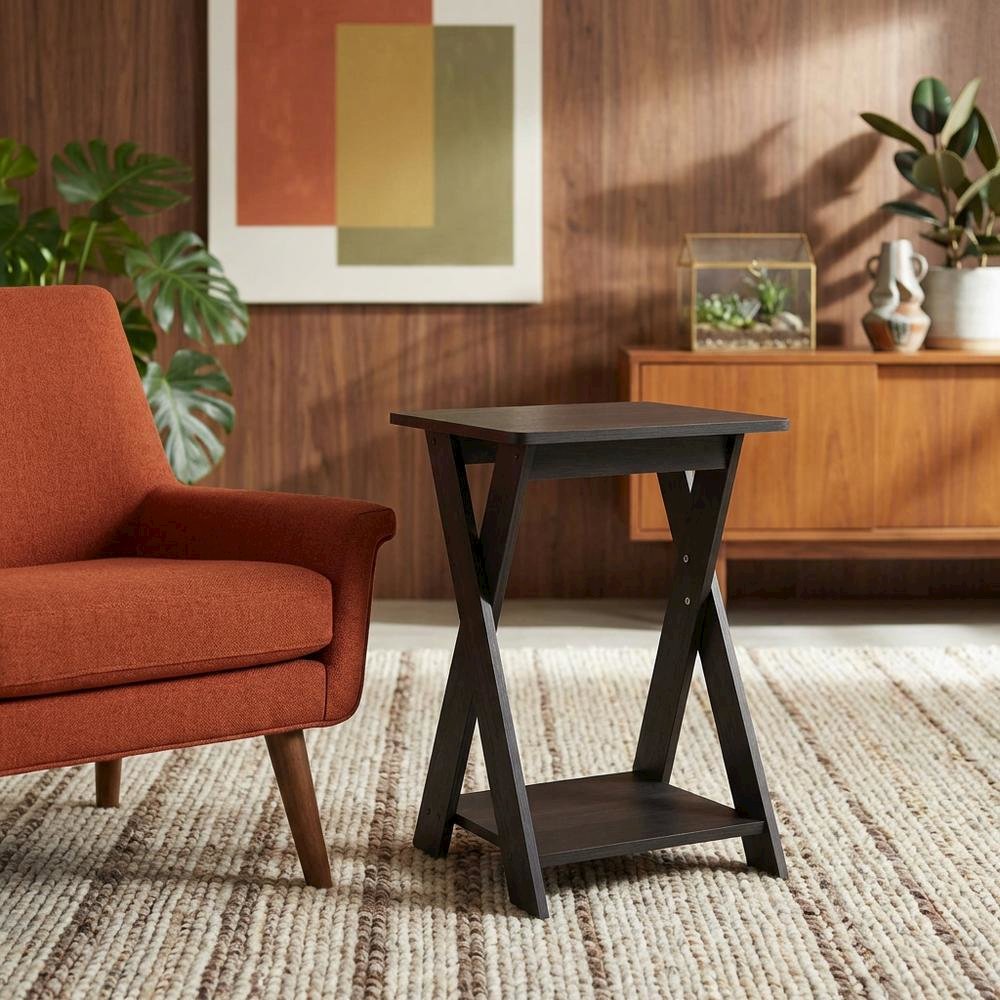 Black espresso end table with sleek surface and versatile design