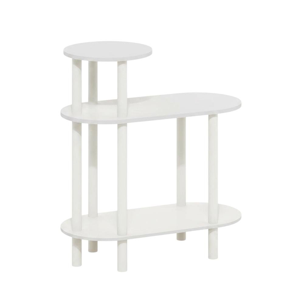 Oval 3-Tier Side Table with Open Shelves in White, Stylish and Functional