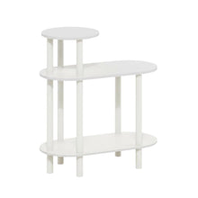 Oval 3-Tier Side Table with Open Shelves in White, Stylish and Functional