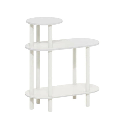 Oval 3-Tier Side Table with Open Shelves in White, Stylish and Functional