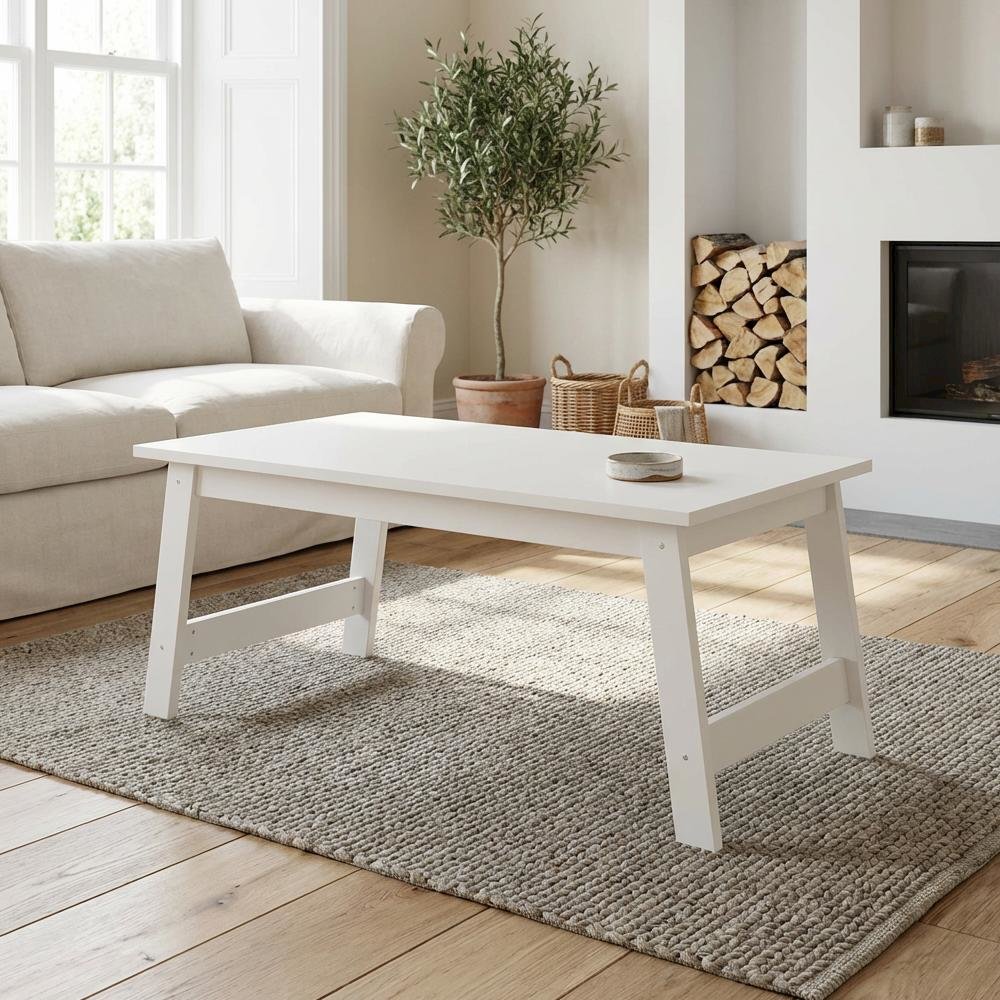 White Coffee Table with Minimalist Design and Lightweight Build