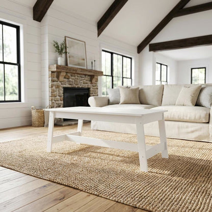 White Coffee Table with Minimalist Design and Lightweight Build