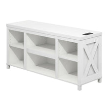 Wooden 3-Tier Entertainment Center for TV up to 55 Inch, USB Ports, Power Outlet