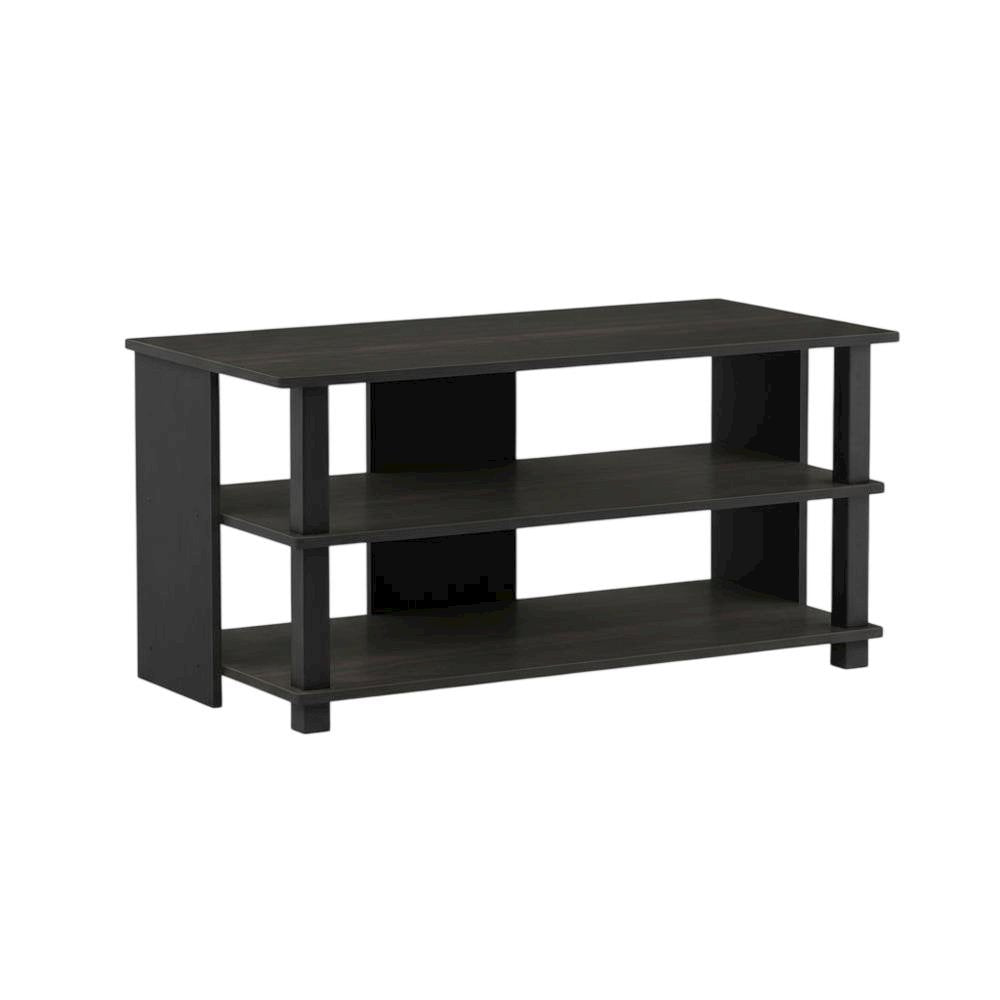 Wooden 3-Tier TV Stand in Espresso, Black, TVs up to 40 inches, ample storage