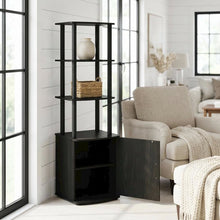 Wooden TV Stand with 3-Tier Height and Storage Cabinet, Blackwood/Black