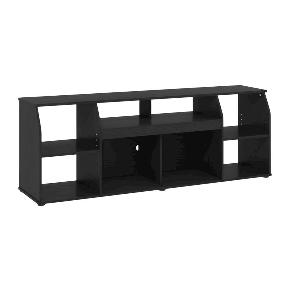 Large wood media console with LED lighting for TV up to 65 inches, Americano