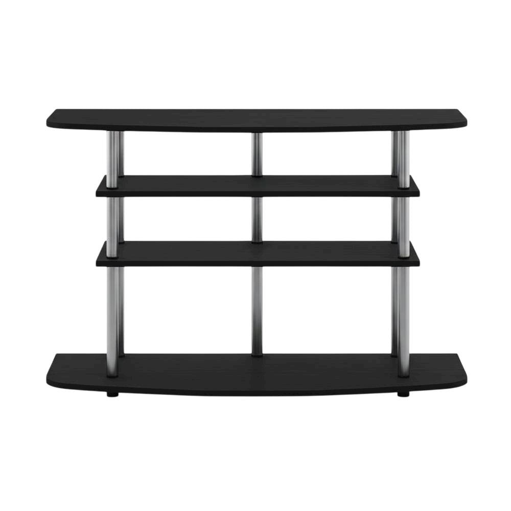Black Wood TV Stand for up to 46-inch Screens with 4-Tier Storage