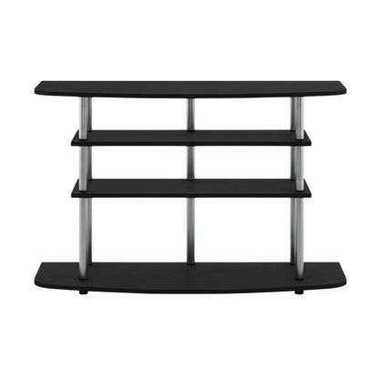 Black Wood TV Stand for up to 46-inch Screens with 4-Tier Storage