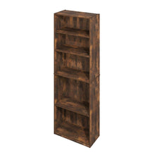 Amber oak 5-tier adjustable shelf bookcase with wood construction