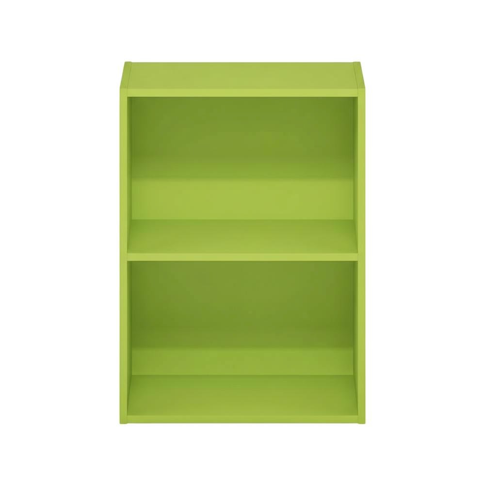 Gray 2-Tier Open Shelf Bookcase with Wooden Construction for Living Room Storage