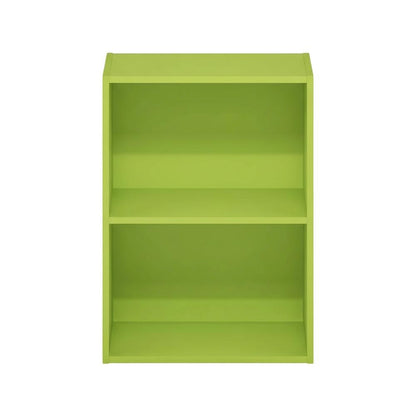 Gray 2-Tier Open Shelf Bookcase with Wooden Construction for Living Room Storage