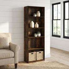 Wood Bookcase with Adjustable Shelves and Modern Design