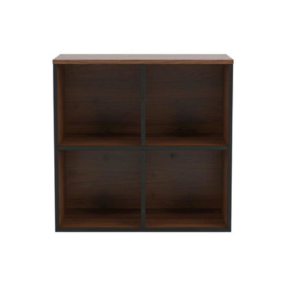 Wooden 3x2 Bookcase with Storage Bins in Walnut Finish for Organized Living