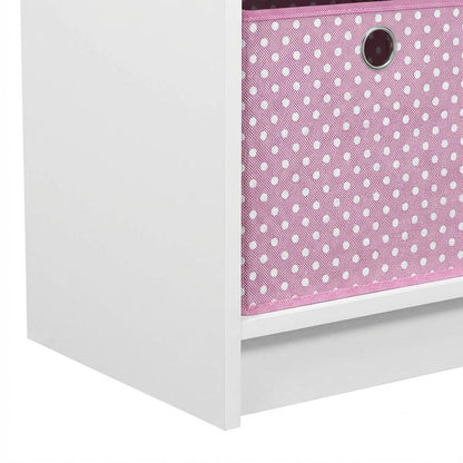 White and Pink 3x2 Bookcase with Bins for Organizing and Storage