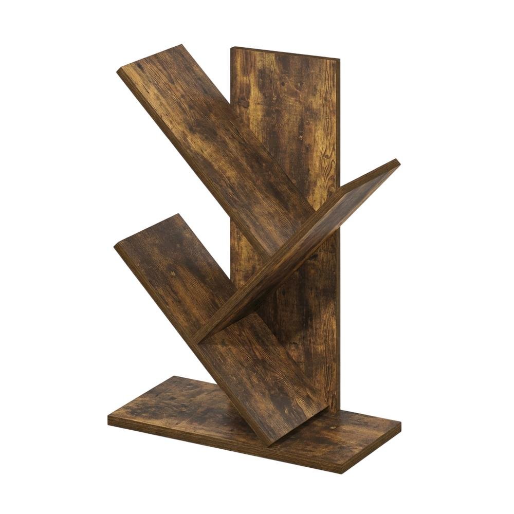 Wood Bookcase in Warm Brown Finish with Ample Storage and Easy Assembly
