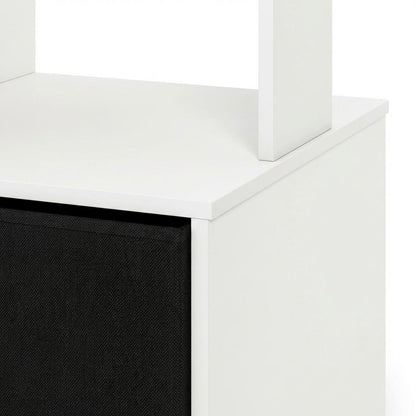 White, Black multipurpose computer desk with storage bin, home office workspace