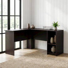 L-Shaped Desk, Bookshelves in Espresso Finish, Space-Saving Computer Workstation