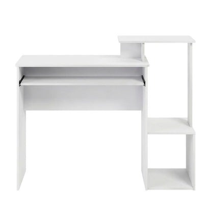 White, Black multipurpose computer desk with storage bin, home office workspace