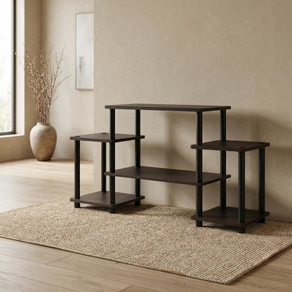 Dark Brown/Black No Tools Entertainment Center with Modern Design