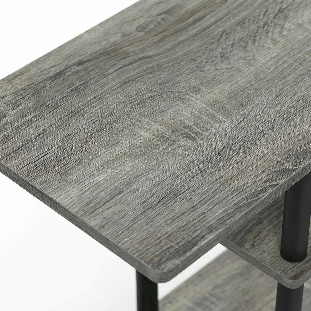 French Oak Grey, U-Shape Sofa Side Table, Rolling Casters