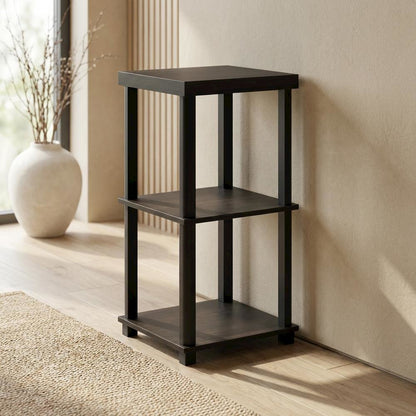 Espresso, End Side Table, Open Shelf, Quality Build
