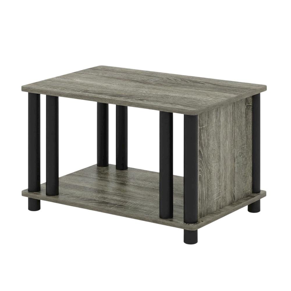 Small French Oak and Black End Table Set with Modern Design