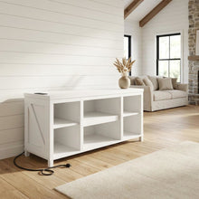 Wooden 3-Tier Entertainment Center for TV up to 55 Inch, USB Ports, Power Outlet