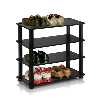 Turn-S-Tube 4-Tier Shoe Rack, Espresso/Black