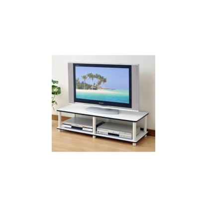 Just No Tools Wide TV Stand, White Finish w/White Tube