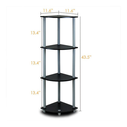 Furinno Turn-N-Tube 4-Tier Corner Display Rack Multipurpose Shelving Unit, Black/Grey