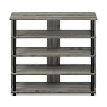 Grey Wooden 5-Tier Shoe Rack Organizer for Entryway and Home Storage