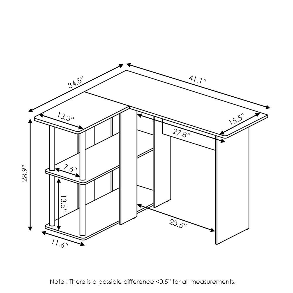 Black L Shaped Desk with Bookshelf and Storage Drawers for Office Use