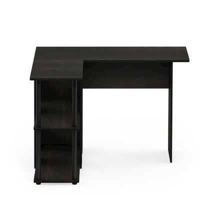 Black L Shaped Desk with Bookshelf and Storage Drawers for Office Use