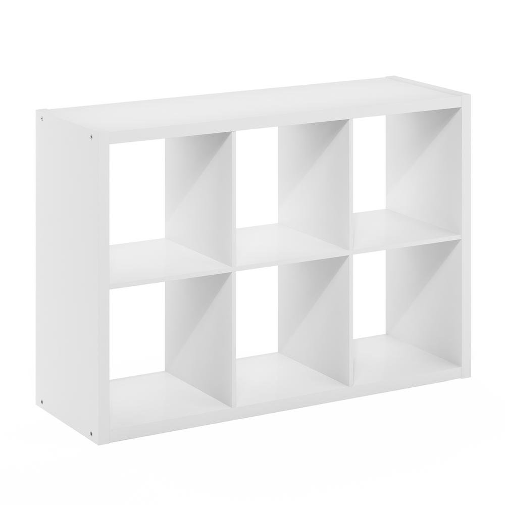 White Engineered Wood 6 Cube Storage Organizer with Open Back Modern Design