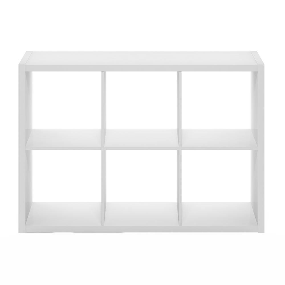 White Engineered Wood 6 Cube Storage Organizer with Open Back Modern Design