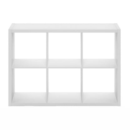 White Engineered Wood 6 Cube Storage Organizer with Open Back Modern Design