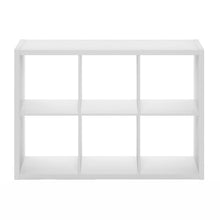 White Engineered Wood 6 Cube Storage Organizer with Open Back Modern Design