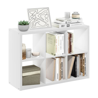 White Engineered Wood 6 Cube Storage Organizer with Open Back Modern Design