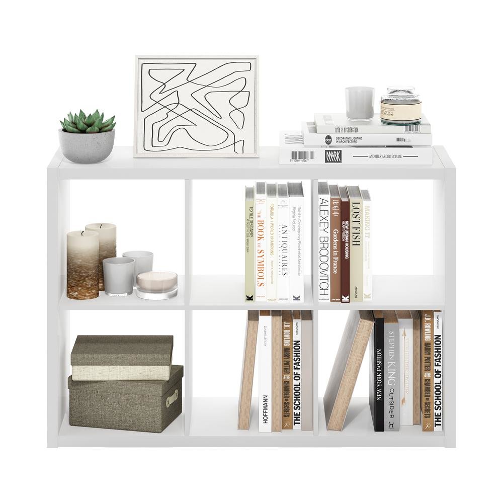 White Engineered Wood 6 Cube Storage Organizer with Open Back Modern Design