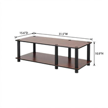 Dark Cherry TV Stand with Black Tube Frame and Composite Wood Construction