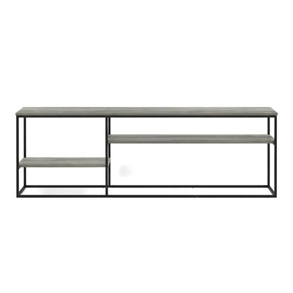 French Oak Grey Wood TV Stand for Up to 78-Inch Screens with Storage Space