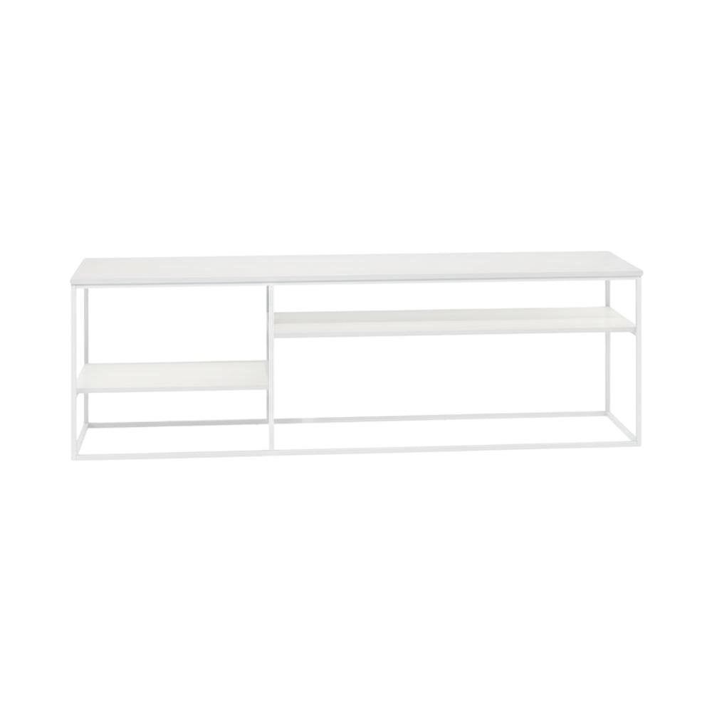 Modern White TV Stand for 78 Inch TVs with Solid Wood Construction