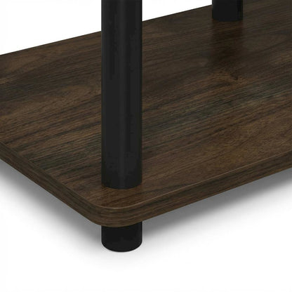 Walnut/Black TV Stand with 3-Tier Open Shelves and Modern Design