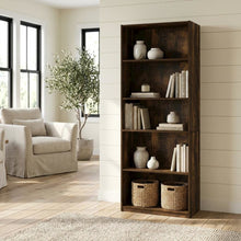 Wood Bookcase with Adjustable Shelves and Modern Design