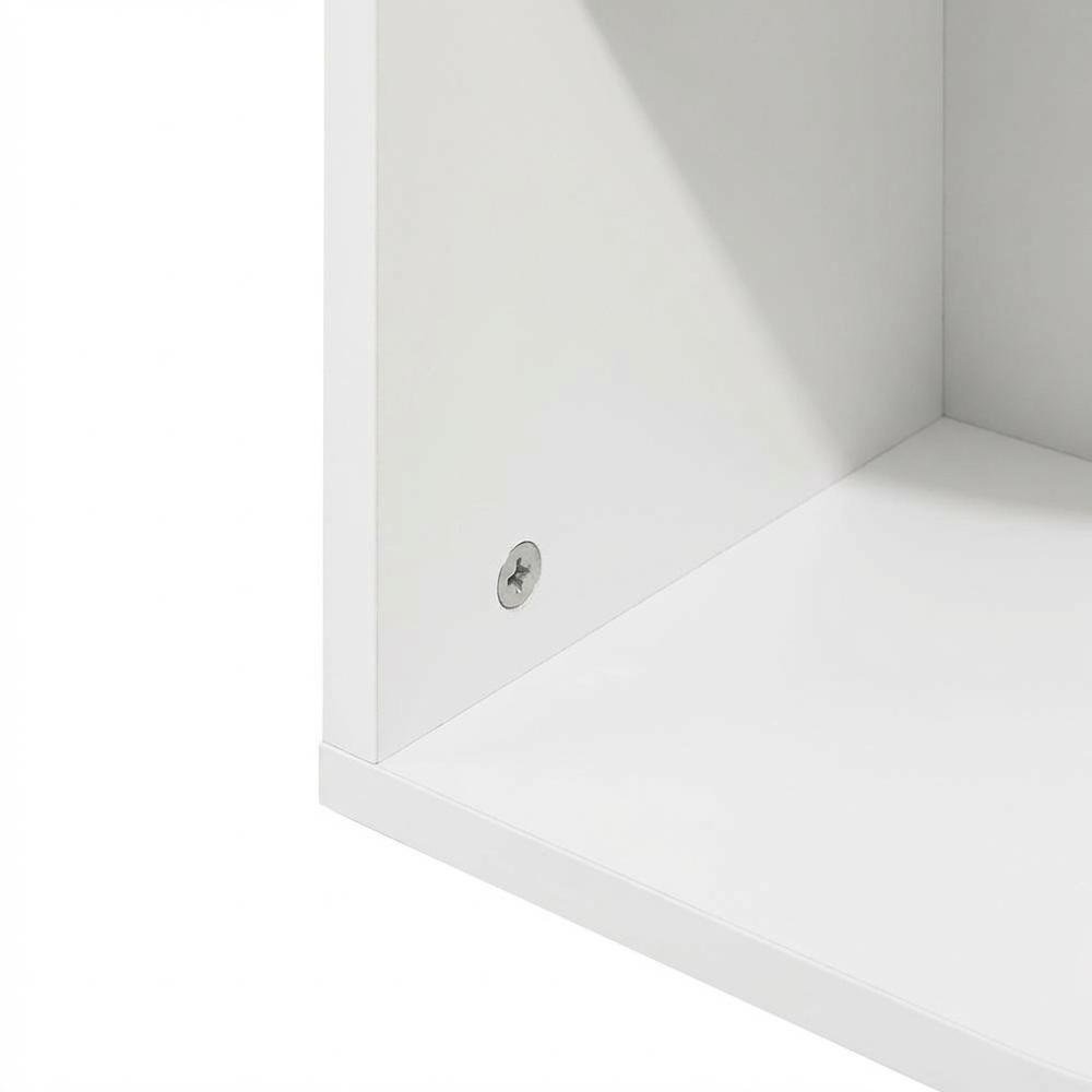 White 3-Tier Corner Open Shelf Bookcase with Wooden Shelves