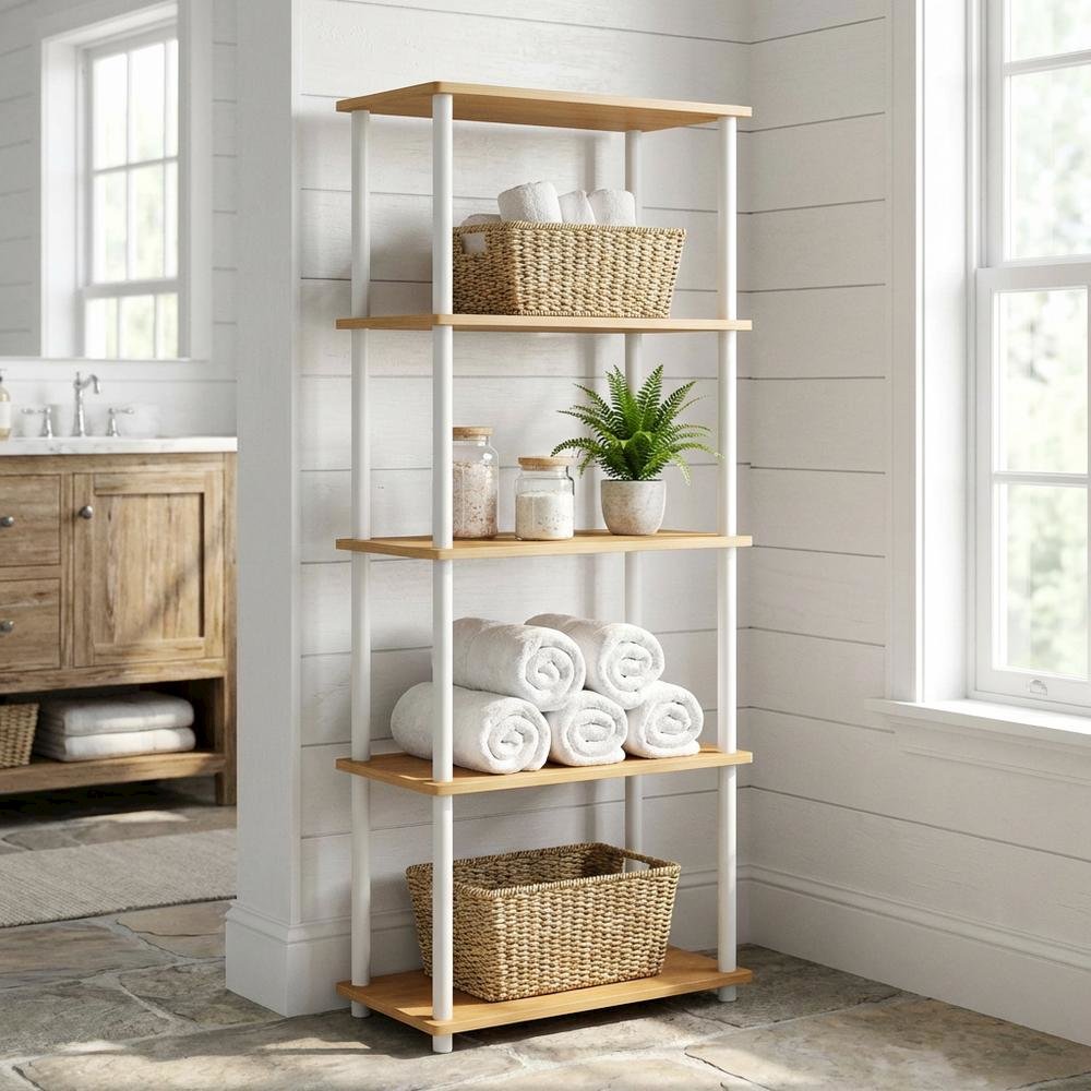 Wooden Bookcase with Open Shelving for Modern Storage and Display