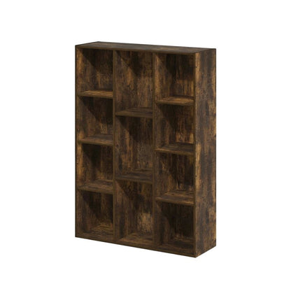 Wood Bookcase with Open Shelving for Home Office or Living Room Storage