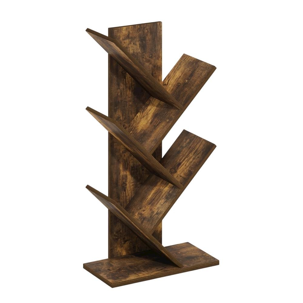 Wood Bookcase in Classic Brown Finish with Sturdy Shelving and Compact Design