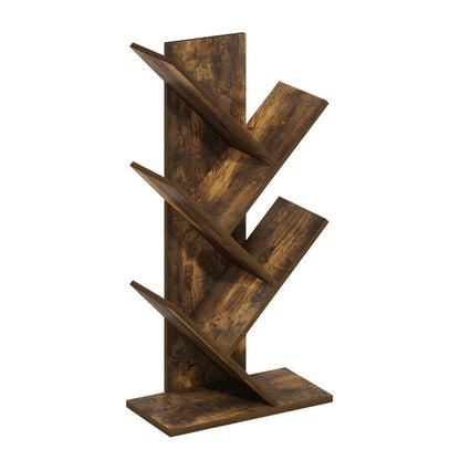 Wood Bookcase in Classic Brown Finish with Sturdy Shelving and Compact Design